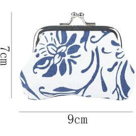 1 Pc Blue and white Kiss Lock Coin Purses, Vintage Clutch Bag Buckle Coin Purses Small Pouch Mini Wallets Travel Makeup Bag for Women
