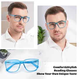 OCCI CHIARI Big Square Reading Glasses 1.0 Men lightwight Readers 1.0 1.25 1.5 1.75 2.0 2.25 2.5 2.75 3.0 3.5 4.0 Wide Fitment