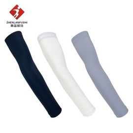 Summer Outdoor Sports UV Protection Ice Silk Arm Sleeves Non-slip M/Navy 5ea