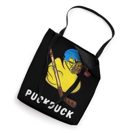 Ice Hockey Puck Duck Play Hockey Stick Winter Sport Game Tote Bag