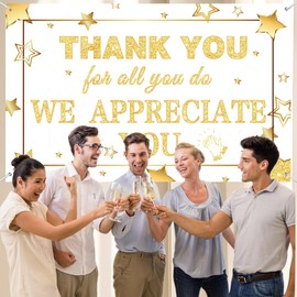 We Appreciate You Banner Decorations Thank You Banner Thank You for All You Do Backdrop for Teacher Employee Staff Poaster Doctors Nurse Volunteer Appreciation Week Party Decor - White Gold