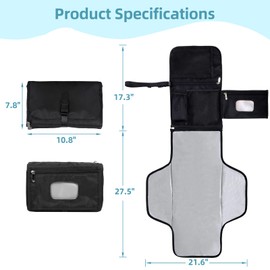 Cateep Portable Baby Diaper Changing Pad Smart Organized Diaper Change Travel Bag with Wipe Dispenser and Waste Bag Dispenser. Infant Gift