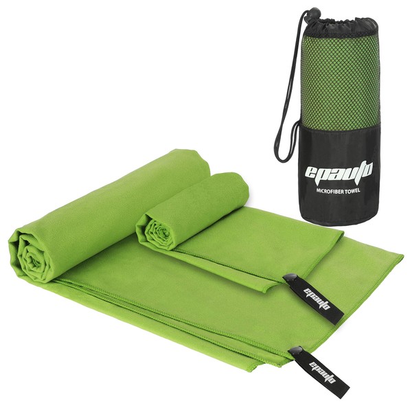 EPAuto 2-Pack Microfiber Fast Drying Travel Gym Towels, Green, (60''x30'',