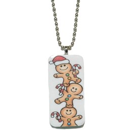 Jazzworks,LLC Cute Christmas Gingerbread Men Domino Necklace (DO025)