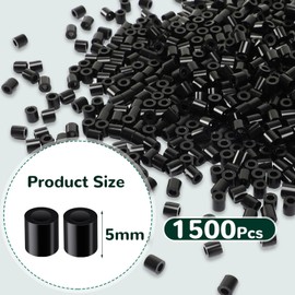 AUGSUN Fuse Beads, 1500Pcs Black Melty 5mm Iron Beads for Arts and Crafts