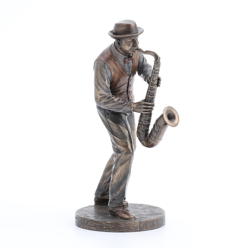 Veronese Design 7 1/4" Jazz Band Saxophonist Resin Figurine Bronze