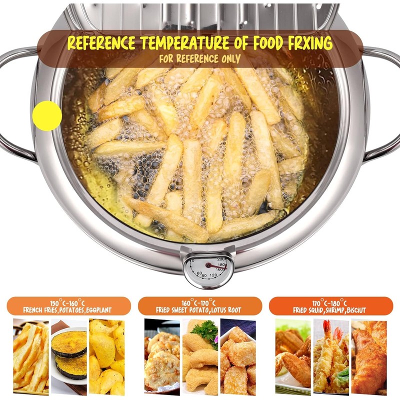 Deep Fryer Pot,Oxydrily Japanese Tempura Deep Fryer Stainless Steel Frying