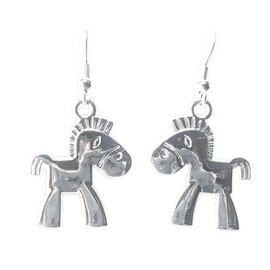 Standing Horse – Plain – Smooth - 25x20mm - Silver alloy charm dangle earrings. Hypoallergenic Stainless-Steel Fishhooks or Ball Post Earrings Optional