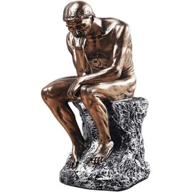 Aendu Creative Thinker Statues Individual Figurine for Living Room Decor H 9.6 Inch (Sandstone) - Unique Sculpture Enhancing Creativity and Inspiration in Home or Office (Copper)