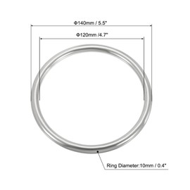 PATIKIL Metallringe 4,7 Zoll 316 Edelstahlringe Marine Grade Mehrzweck-O-Ringe Geschweißte Rundringe für Makramee, DIY Handwerk, Hardware, Gürtel, Hundeleine, 10x120mm