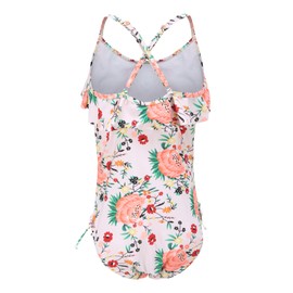 Girls Bathing Suit One Piece Swimsuits Hawaiian Ruffle Swimwear Floral Size 8
