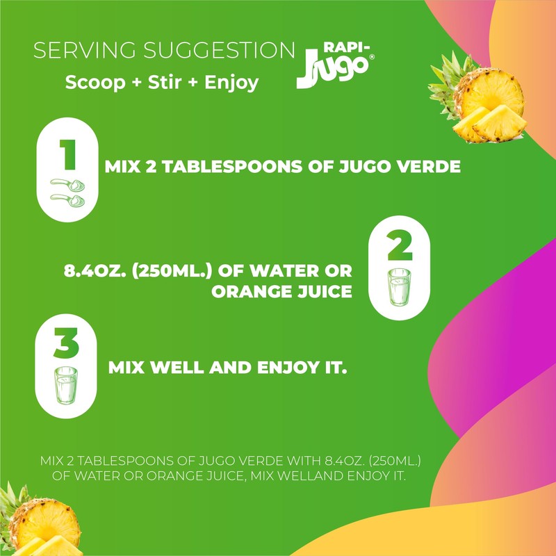 RAPIJUGO Green Juice Powder Drink Mix, Pineapple Celery Parsley Nopal