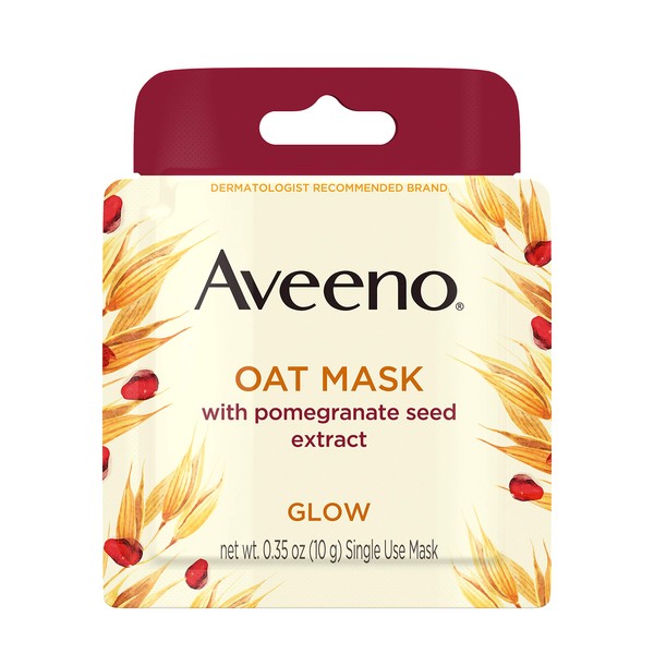 Aveeno Oat face mask with pomegranate seed extract, kiwi water, 0.35 Ounce (Pack of 24)