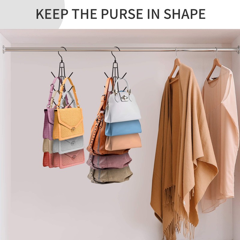 Purse Hanger for Closet, Rotatable Purse Organizer Bag Hanger Purse