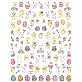 Easter Bunny Nail Stickers – Chicks, Eggs, Bunny Ears & More – 1 Sheet | Fun, Festive Spring Nail Decals | Autocollants pour ongles Pâques – Lapins, poussins, œufs colorés