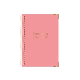 Organiser B5 Spiral Wiro Life Planner Undated Diary Month, Wellness Journal, Week to View, Habit Tracker, To do, Weekly Priorities, Mid Map, Monthly Goal Check Notebook Size 25cm x 19cm x 2cm, Pink
