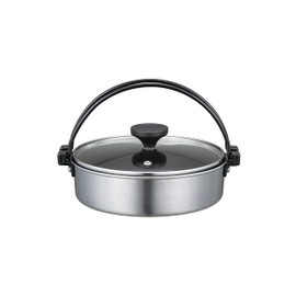 CBJAPAN Sukiyaki Pot, 7.1 inches (18 cm), Induction Compatible, Fluorine Coating, Double Layer Steel, Copan, Silver