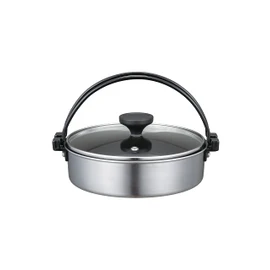CBJAPAN Sukiyaki Pot, 7.1 inches (18 cm), Induction Compatible, Fluorine Coating, Double Layer Steel, Copan, Silver