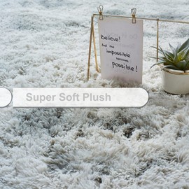 HARESLE Rectangle Fluffy Area Rugs, Shaggy Thick Pile Rugs,Grey Rug for Bedrooms,Living Room,Children Room (Light Grey/90x160 cm)