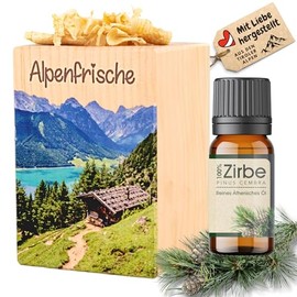 sagl.tirol sagl.tirol? Zirbenholz Set mit Zirbensp?ne und 10 ml Zirben?l - Zirbelkiefer ?l C Zirbenduft und Deko aus Zirbelkiefer C Nachhaltige Zirbenholz Produkte, Zirbenwrfel, Raumduft Zirbe - Bergmotiv Farbe