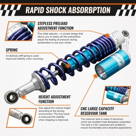 GZYF 1 Pair 400mm Motorcycle Air Shock Absorbers,ATV Shock Absorbers Adjustable Go Kart Suspension Universal for HONDA, for Yamaha, for Suzuki, for Kawasaki ATV Go Kart Quad Dirt Sport Bikes