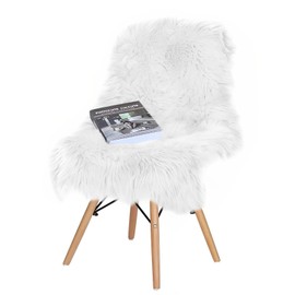 Trintion Faux Fur Rug Fluffy Imitation Sheepskin Carpet 40 x 60CM - Soft Furry Area Rugs for Living Room Bedroom Sofa Nursery Seat Pad White