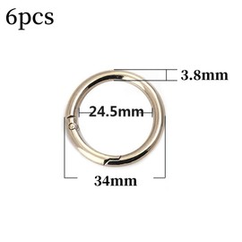 JOCXZI Bag Making Luggage Hardware Accessories Zinc Alloy Spring Ring Open Ring Buckle Keychain Round Carabiner 6 Pieces Gold