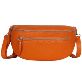 AmbraModa GLX2 Unisex Small Waist Bag Bum Bag Shoulder Bag Made of Genuine Leather, orange, Waist bag, bum bag, shoulder bag