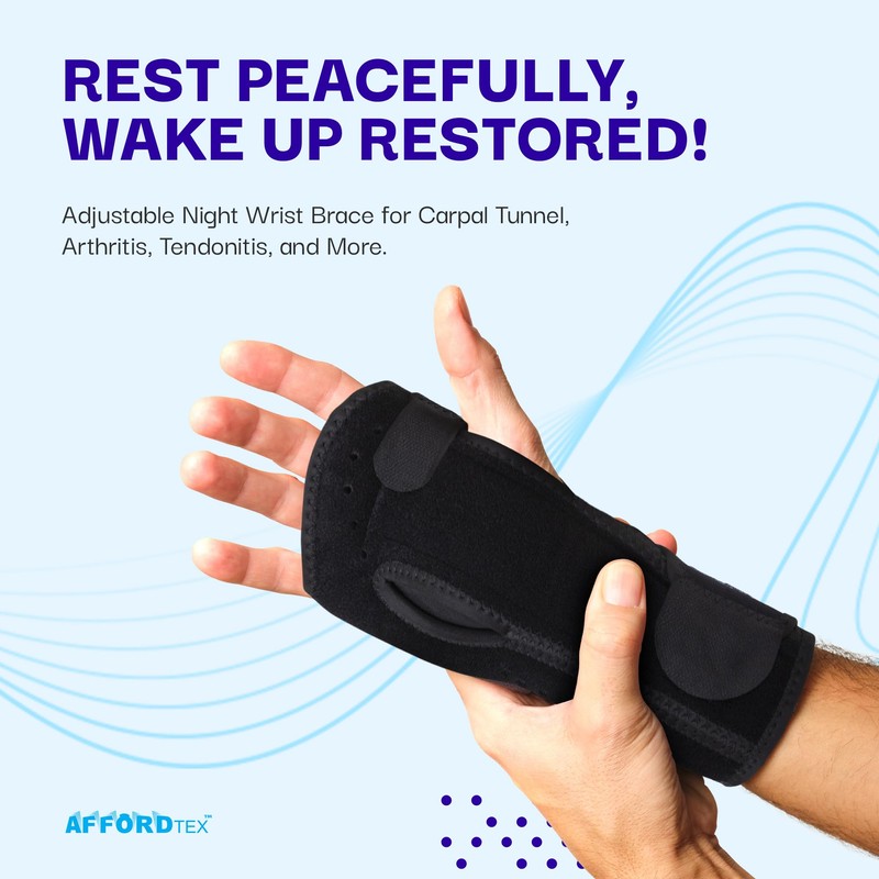 Affordtex Carpal Tunnel Wrist Brace Night Support | Adjustable Wrist