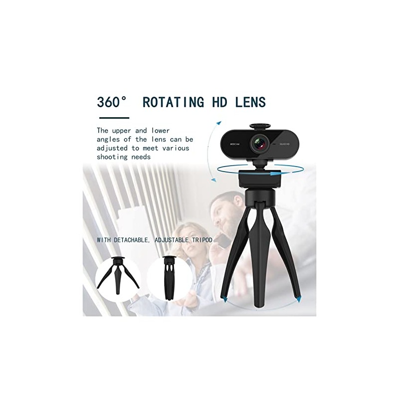 Webcam 2K Full HD Web Camera with Microphone USB Plug