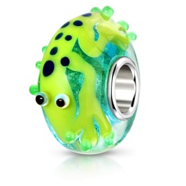 925 Sterling Silver Turquoise Murano Glas Bead Lizard Salamander 3D-Element/Blue/Green - The Model #1437 Beads