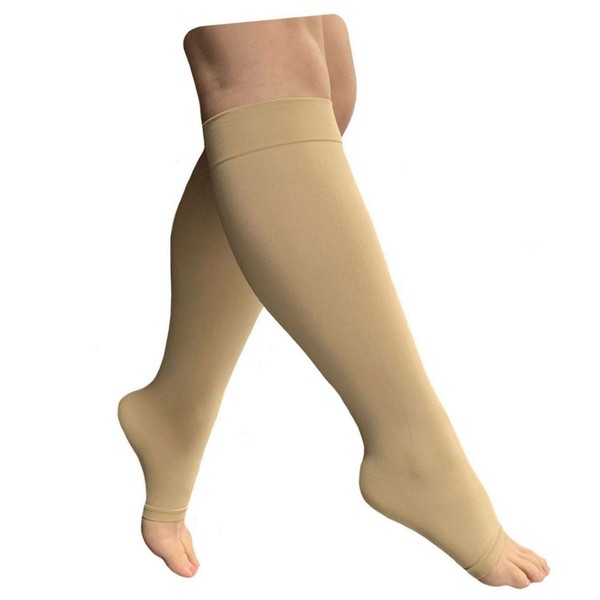 HealthyNees Open Toe 15-20 mmHg Compression Leg Circulation Extra Wide Calf Sock