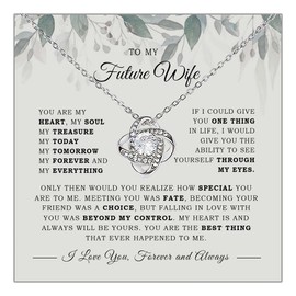 Chiside To My Future Wife Necklace, Engagement Gifts For Fiance, Future Wife Jewelry Love Knot Necklace, Bride To Be Gifts, Fiance Gifts For Her, Cool Engagement Gifts For Fiance Her