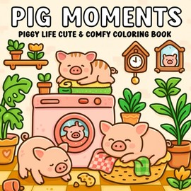 Pig Moments Piggy Life Cute Coloring Book: Relaxing Coloring Book Featuring Cute Pigs in Hygge Corners and Cozy Activities – Perfect for Adults & Teens