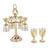 6Pcs Chinese Chalice Retro Style Zinc Alloy Glass Embossed Flower