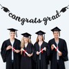 Congrats Grad Banner Decorations - Hanging Glitter Graduation Banner with