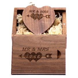 LXSINO 32GB Wooden USB Flash Drive with Laser Engraved Mr & Mrs Design - 32GB Heart Shape Wooden USB Flash Drive USB Flash Drive USB Flash Drive USB Flash Drive with Box for Wedding