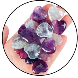 XIANNVXI 20pcs Heart Stones Fluorite Crystals Love Palm Bag Stone Natural Gemstones Crystal Stone for Reiki Healing