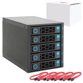RackChoice Internal Hard Drive Enclosure 5x2.5”/3.5” SATA/SAS Hard Drive Backplane 6 Gbps HDD hotswap in 3xExternal 5.25" Bay Compatible with All Rack Types