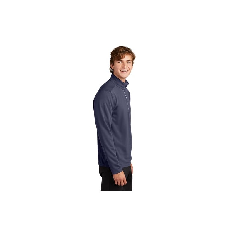 SPORT-TEK Sport-Wick Textured 1/4-Zip Pullover ST860, True Navy, Large