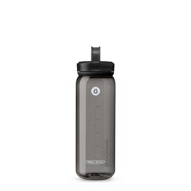 HydraPak Recon Clip & Carry - Wide Mouth Recycled Plastic Water Bottle (24oz) - Eco Friendly, BPA Free, Tethered Cap - Charcoal Grey