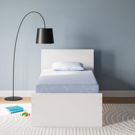 Signature Design by Ashley Twin Size iKidz 7 Inch Firm Gel Memory Foam Mattress with Stretch Knit Cover & Pillow Included, Blue Ocean
