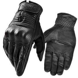 INBIKE Motorcycle Gloves for Men Premium Genuine Perforated Leather Breathable Motorbike Riding Gloves Touchscreen with Hard Knuckle