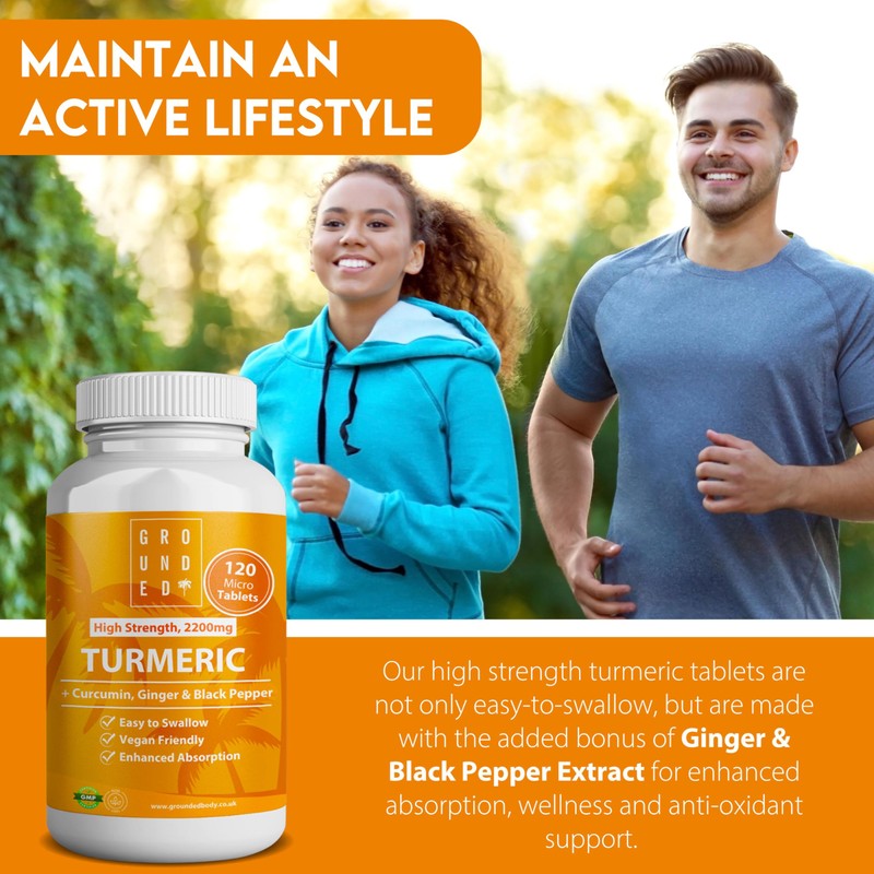 Grounded Turmeric Tablets 2,200mg with Black Pepper & Ginger 35:1
