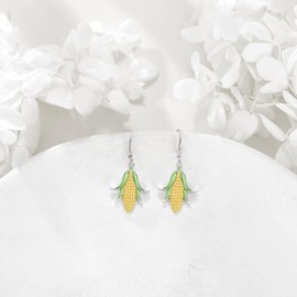 Corn Earrings Sterling Silver S925 Corn Shaped Dangle Earrings Dangling Food Corn Earrings Plants Jewelry For Women Female