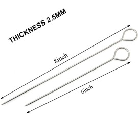 20 PCS Barbecue Skewers 304 Stainless Steel Turkey Lacers, roll Needles, Meat Needles, Metal skewers, Cocktail skewers for Trussing Turkey and Poultry (10pcs 6 inch + 10pcs 8inch)