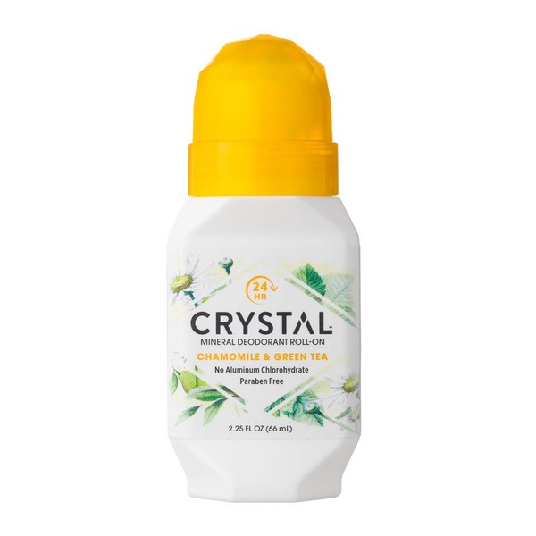 Crystal Mineral Deodorant Roll-On, Chamomile & Green Tea, 2.25 fl oz (Pack of 12)