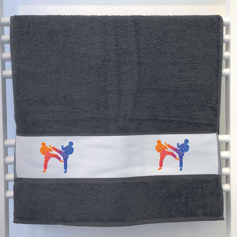 Huuraa Taekwondo Towel Colourful Silhouette Gift 50 x 100 cm