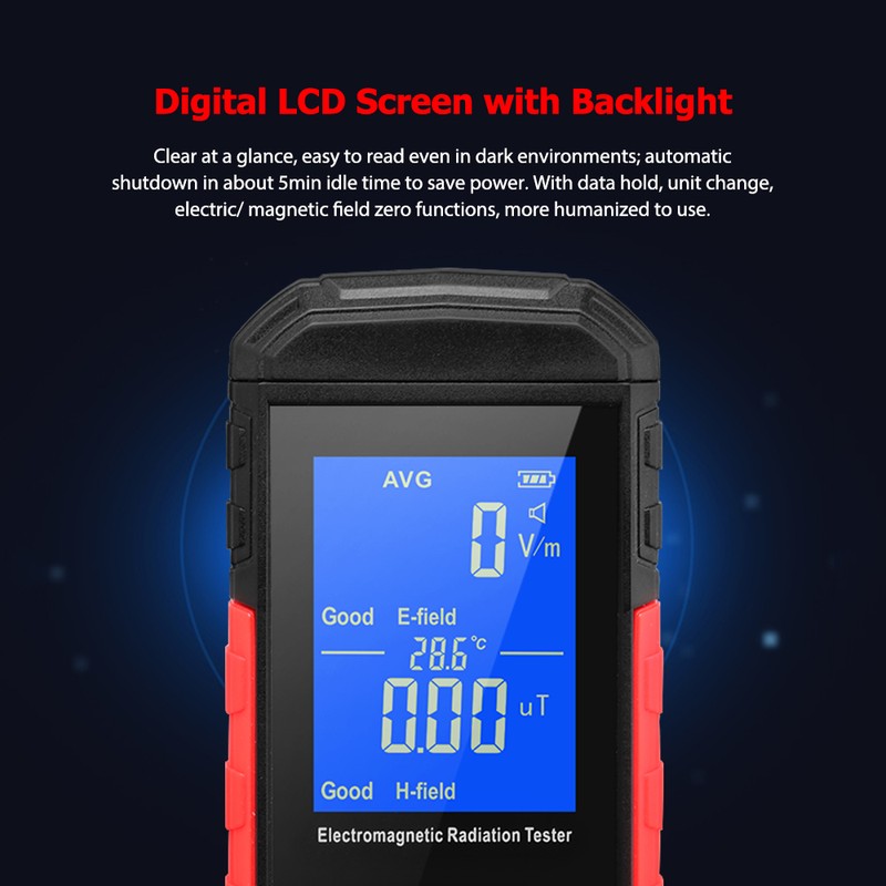 Digital Electromagnetic Radiation Tester EMF Meter LCD Backlight Portable Electric