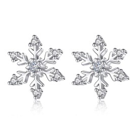 WUSUANED CZ Winter Snowflake Elegant Stud Earrings Clear Winter Party Jewelry for Women Xmas Gift